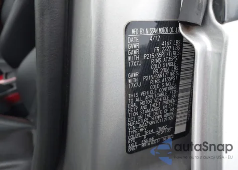 2012 Nissan Juke Sl из США, поврежденный, VIN JN8AF5MV7CT121007